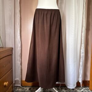White Stag Brown Midi Skirt Size Large Elastic Waist Boho Casual Essential